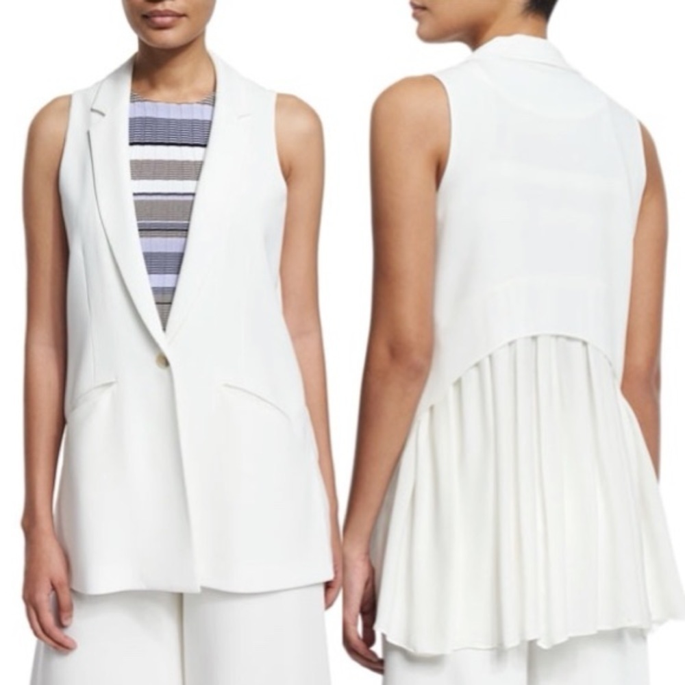 Elizabeth & James Ivory Billow Back Panel Single Button Tailored Garnet Vest NWT